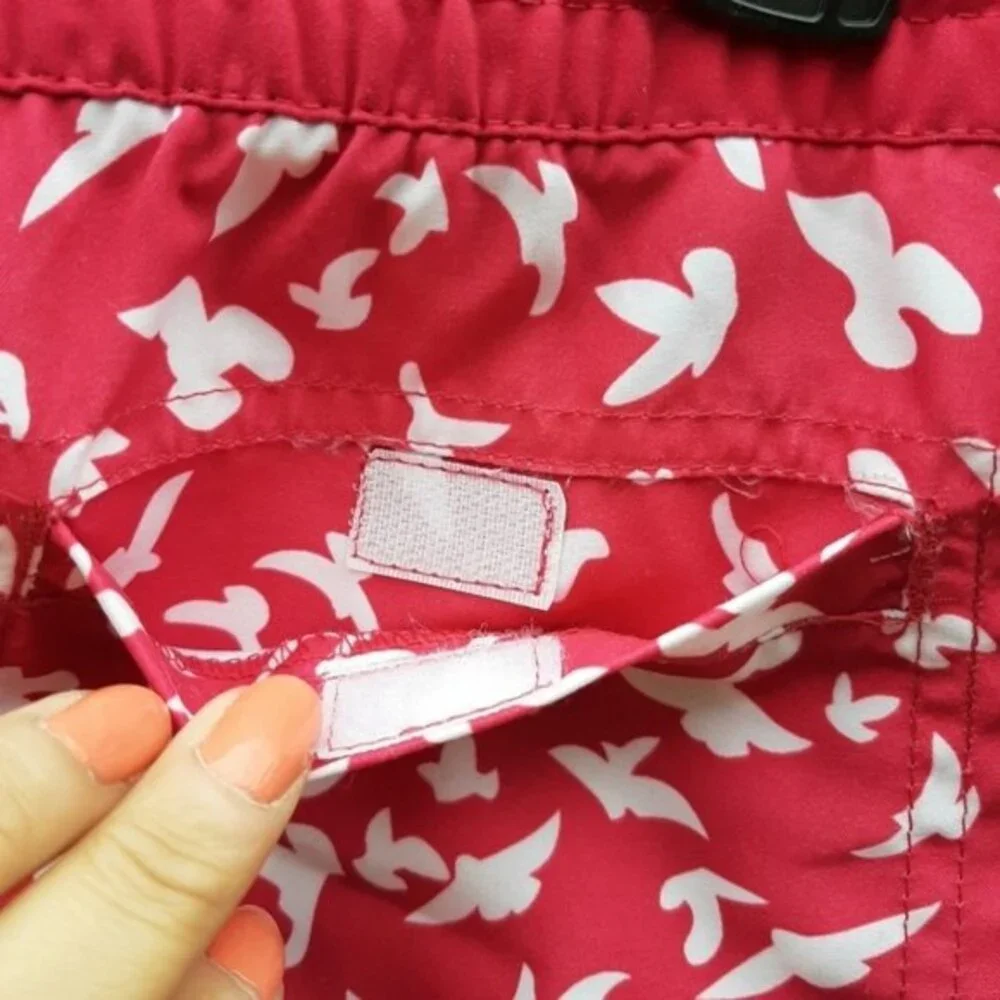 Firefly Swim Shorts Pockets Drawstring Fuchsia & White Seagulls Print Size M - Picture 10 of 13